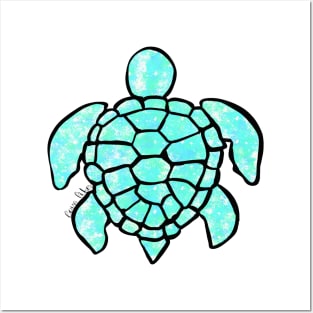 Love Life Aqua Sea Turtle Posters and Art